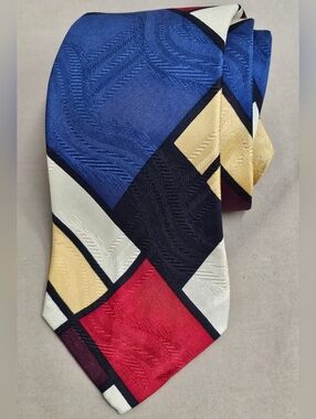 Vintage Polo Ralph Lauren Men's Geometric Silk Tie - Blue Red Yellow